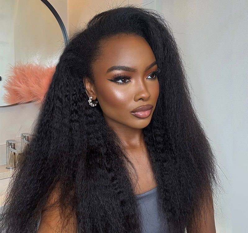 U-Part Kinky  straight wig